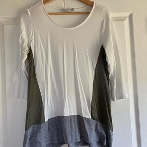 Dolan Women's 3/4 Sleeve Colorblock Top - White, Gray, Olive